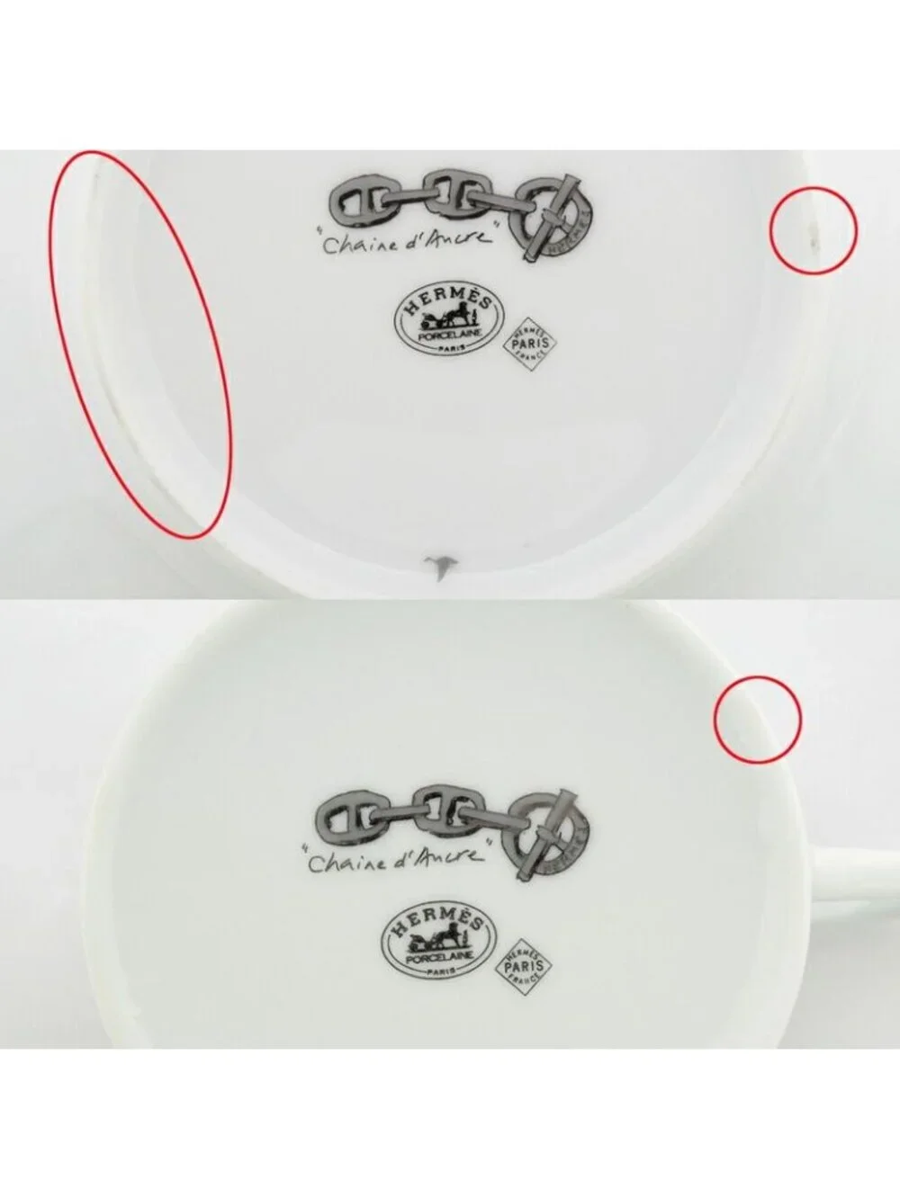 Hermes Tea Cup & Saucer Chaine D'Ancre 2-customer Set White Platinum